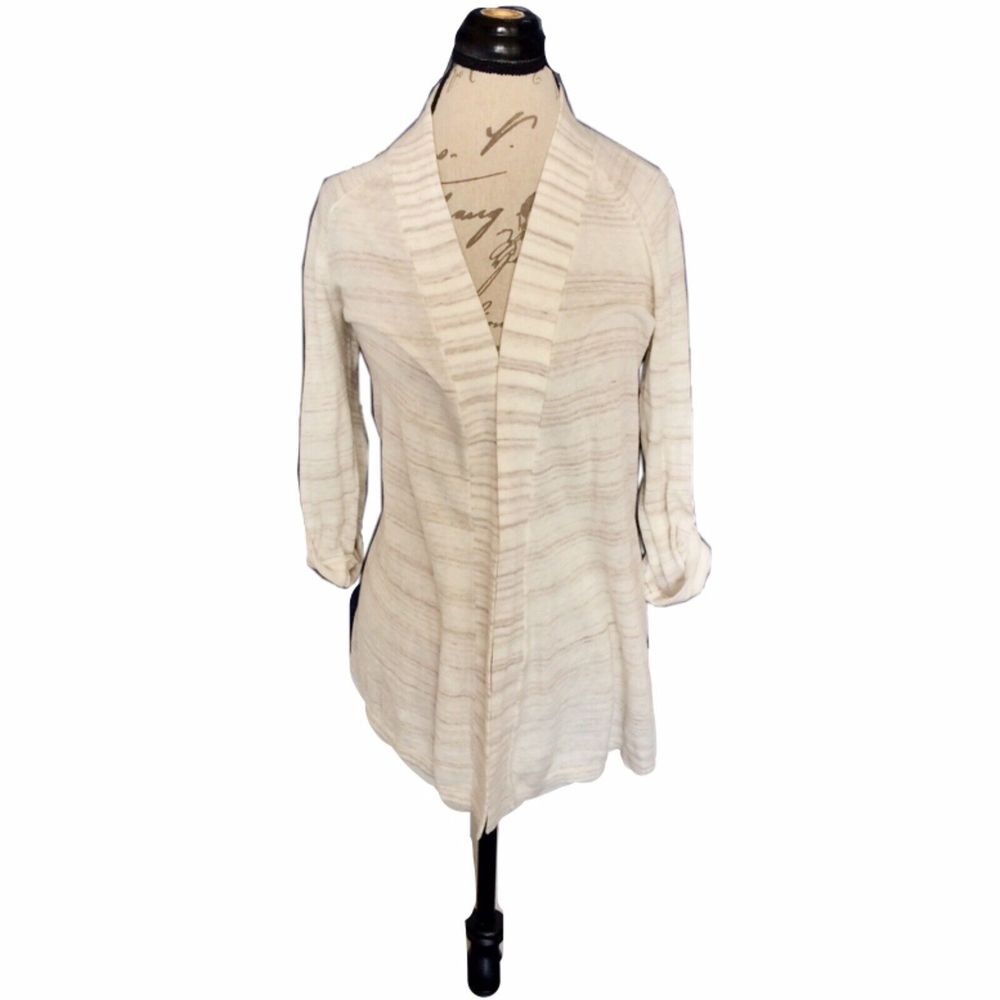 Express Womens Size Small Cardigan Open Striped Button Sleeve Preppy Minimalist
